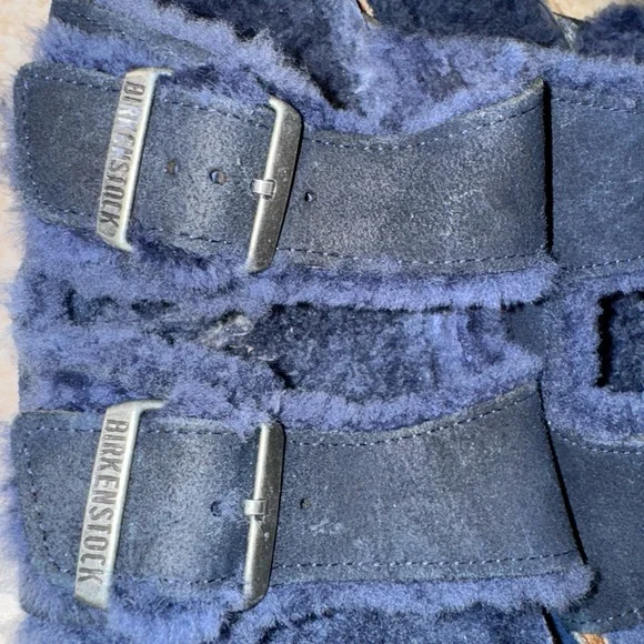 BIRKENSTOCK Arizona blue fur suede sandals women’s shoes size 41 10 10.5 - Picture 17 of 17